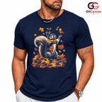 Autumn Squirrel Falling Leaf T-Shirt Unisex Cute Nature Animal Lover Fall Gift