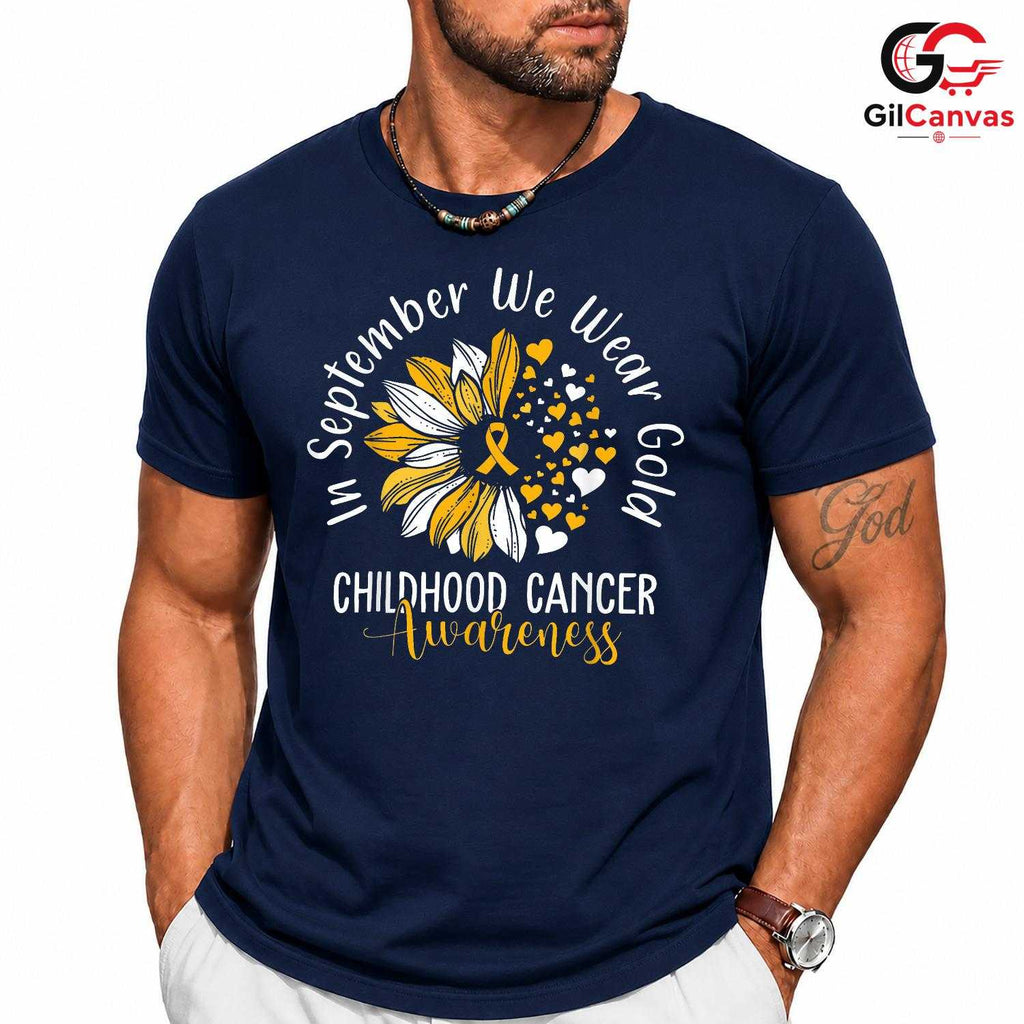 Childhood Cancer Ribbon Tee Shirt Unisex September Awareness Event Gift Kids