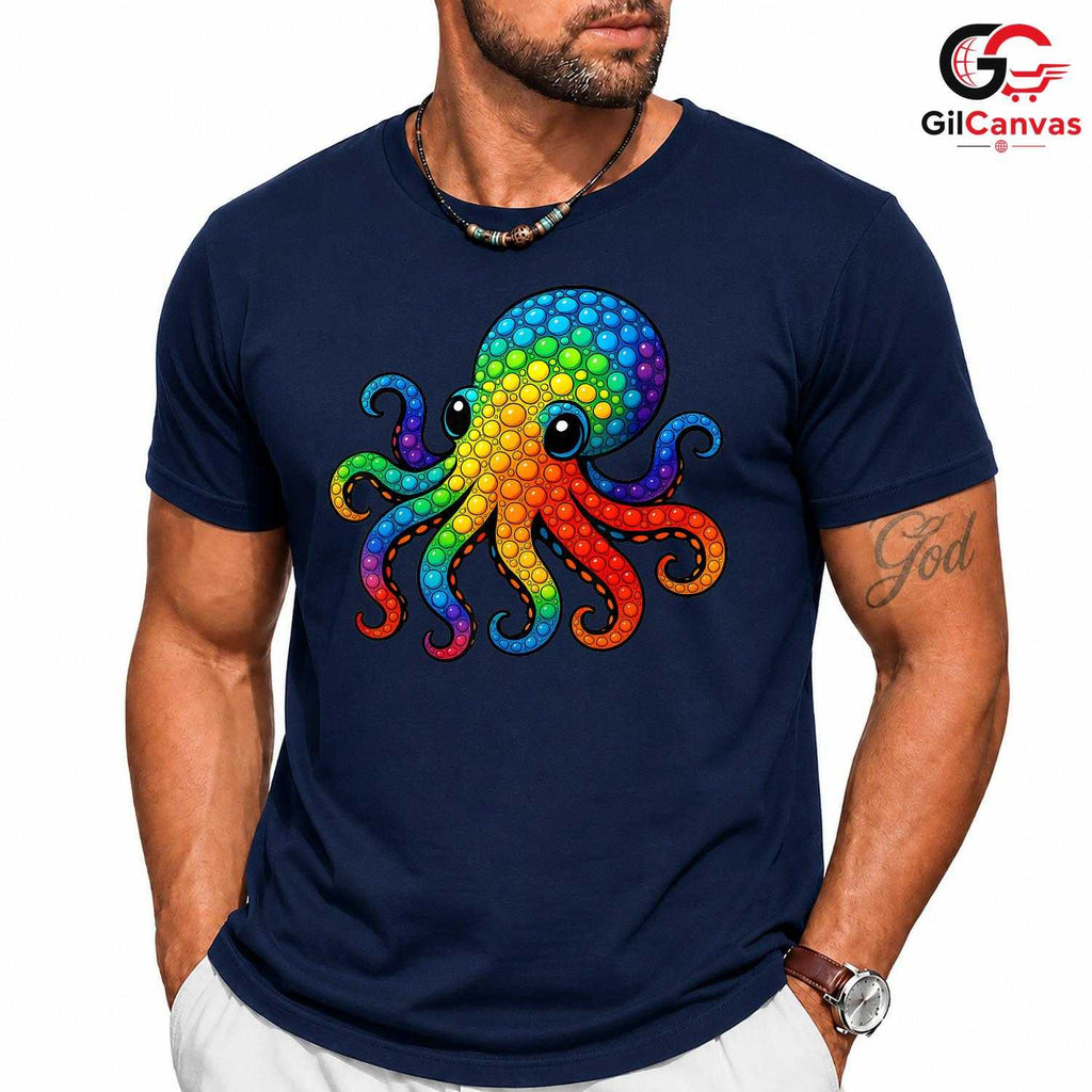 Colorful Octopus Sea Life Tee Unisex Fun Marine Creature Kids Birthday Gift