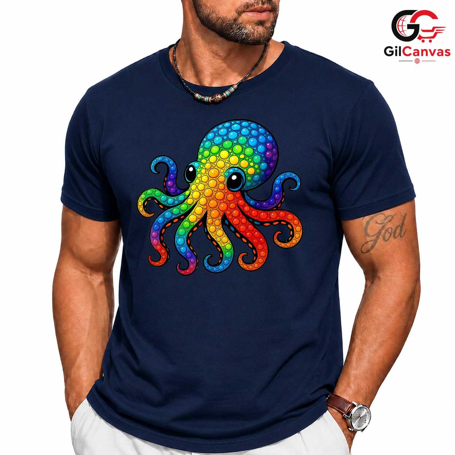 Colorful Octopus Sea Life Tee Unisex Fun Marine Creature Kids Birthday Gift