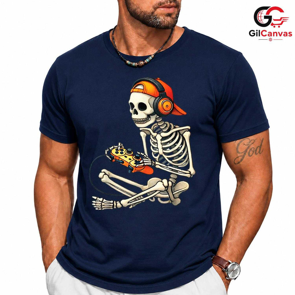 Cool Gaming Skeleton Halloween T-Shirt Unisex Perfect Gamer Birthday Gift