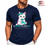 Cute Cat Ovarian Cancer Shirt Unisex September Awareness Ribbon Gift For All