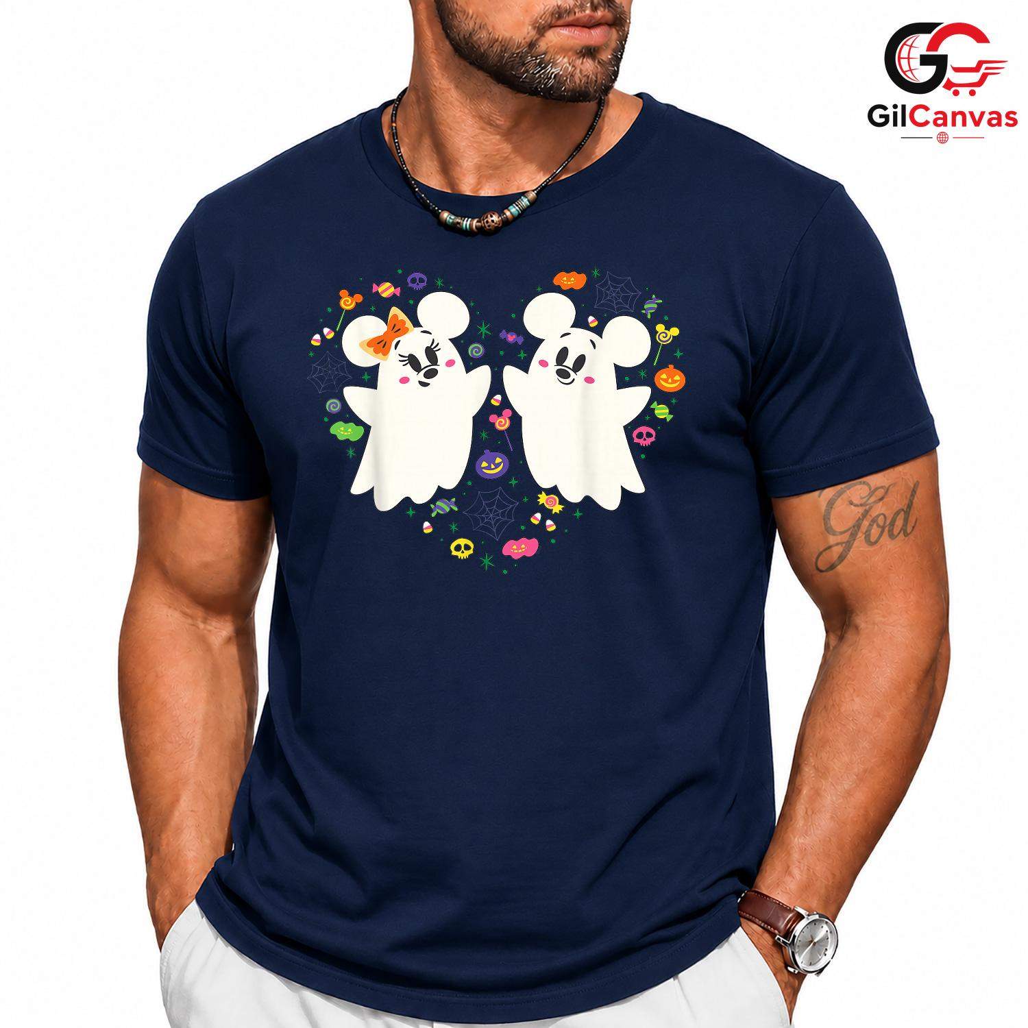 Cute Ghost Couple Halloween T-Shirt Unisex Spooky Trick Or Treat Family Gift