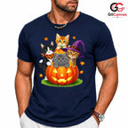 Cute Kitten Pumpkin Tee Shirt Unisex Fun Halloween Cat Lover Gift For Kids