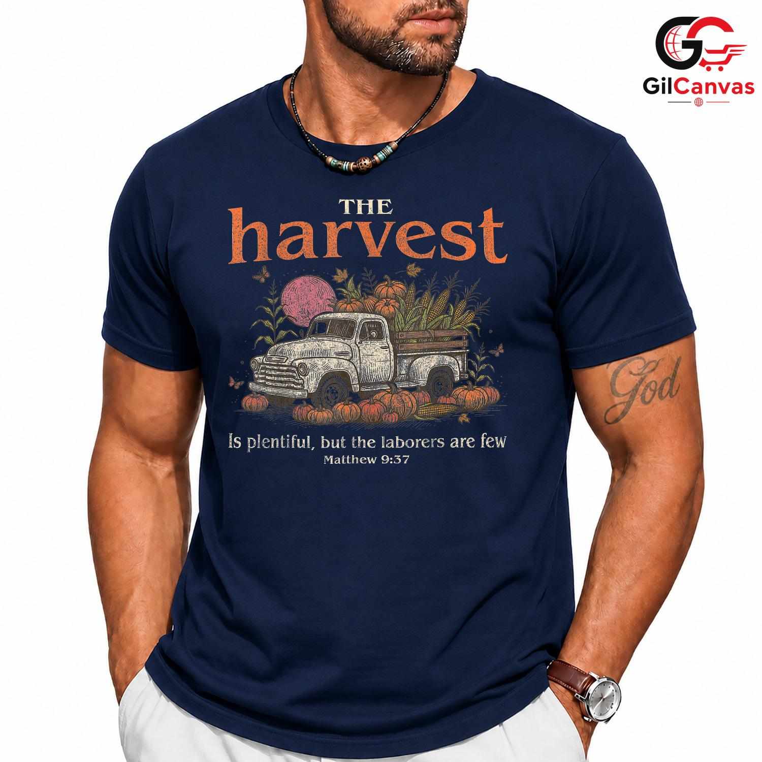 Faith Harvest Truck T-Shirt Unisex Vintage Pumpkin Thanksgiving Autumn Gift
