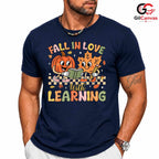 Fall Pumpkin Leaf T-Shirt Unisex Cute Autumn Learning Education Gift Kids