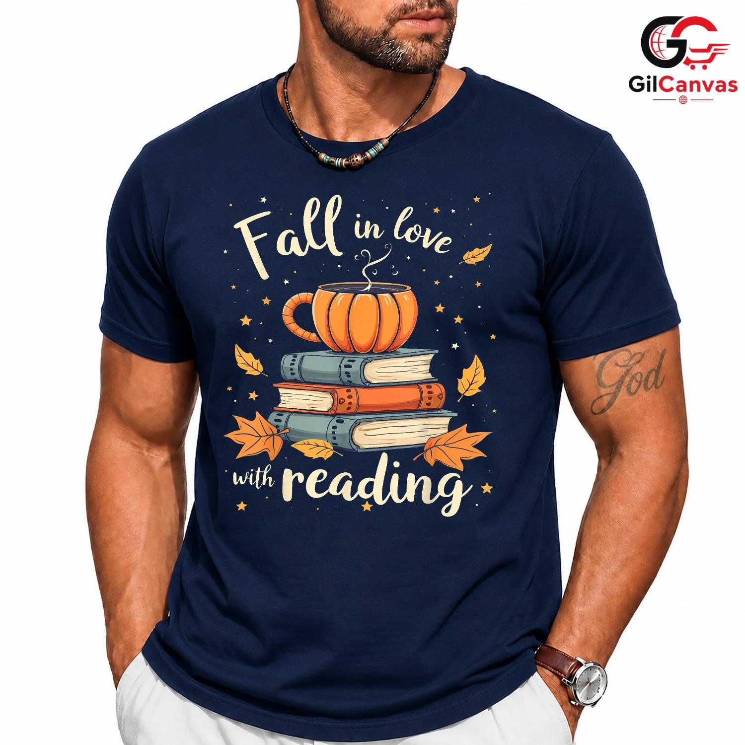 Fall Reading Pumpkin T-Shirt Unisex Cozy Autumn Book Lover Enthusiast Gift