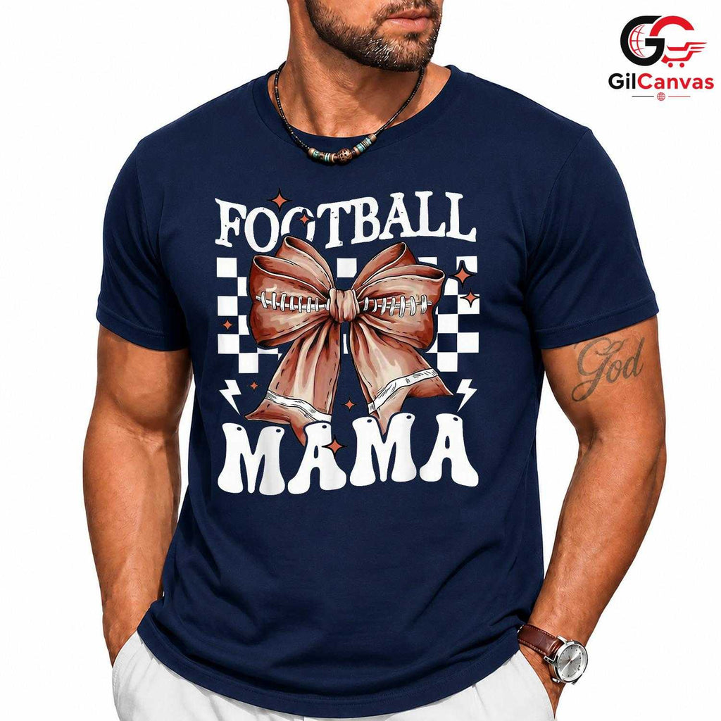 Football Mama Game Day T-Shirt Unisex Cute Retro Checkered Sports Fan Gift