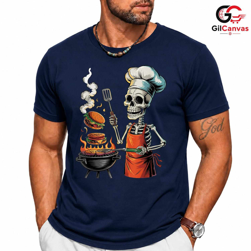 Funny BBQ Skeleton Chef Shirt Unisex Great Grilling Foodie Gift For Halloween