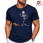 Funny Skeleton Dog Run Tee Shirt Unisex Spooky Halloween Pet Lover Gift Adults