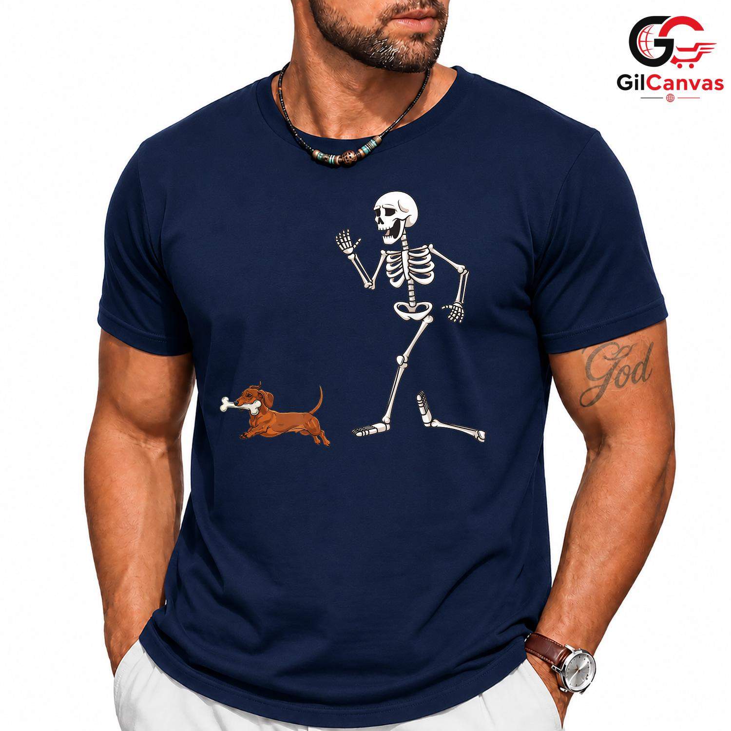 Funny Skeleton Dog Run Tee Shirt Unisex Spooky Halloween Pet Lover Gift Adults