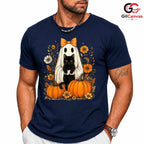 Ghost Black Cat Halloween T-Shirt Unisex Spooky Fall Event Gift Kids Adults