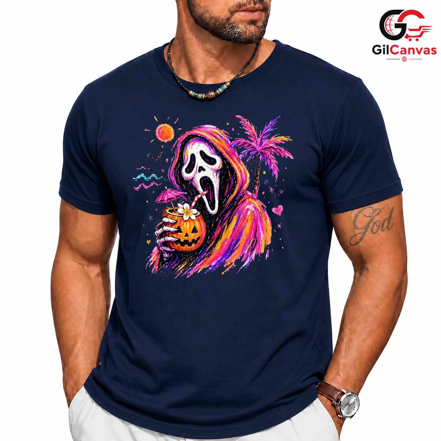 Ghost Character Halloween T-Shirt Unisex Spooky Party Celebration Gift Adults