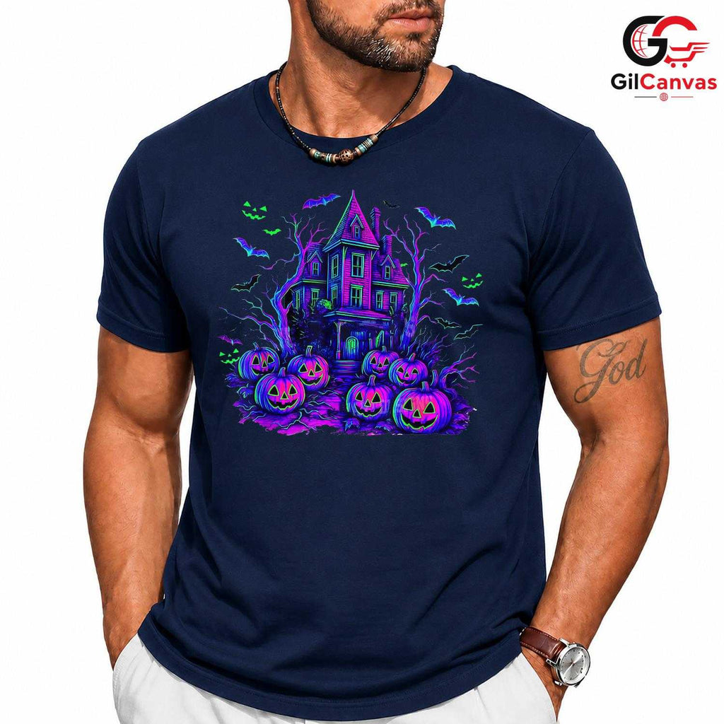 Haunted House Pumpkin T-Shirt Unisex Spooky Halloween Gift For Kids And Adults