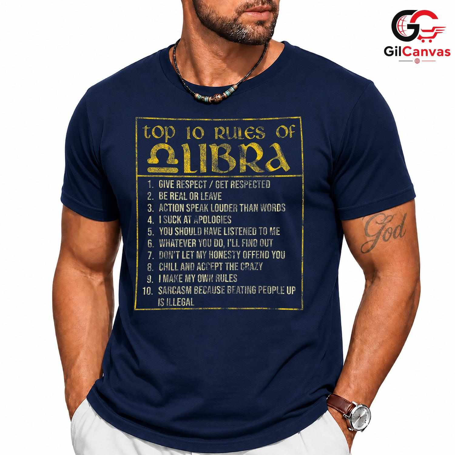 Libra Top 10 Rules Tee Shirt Unisex Perfect Astrology Friend Birthday Gift