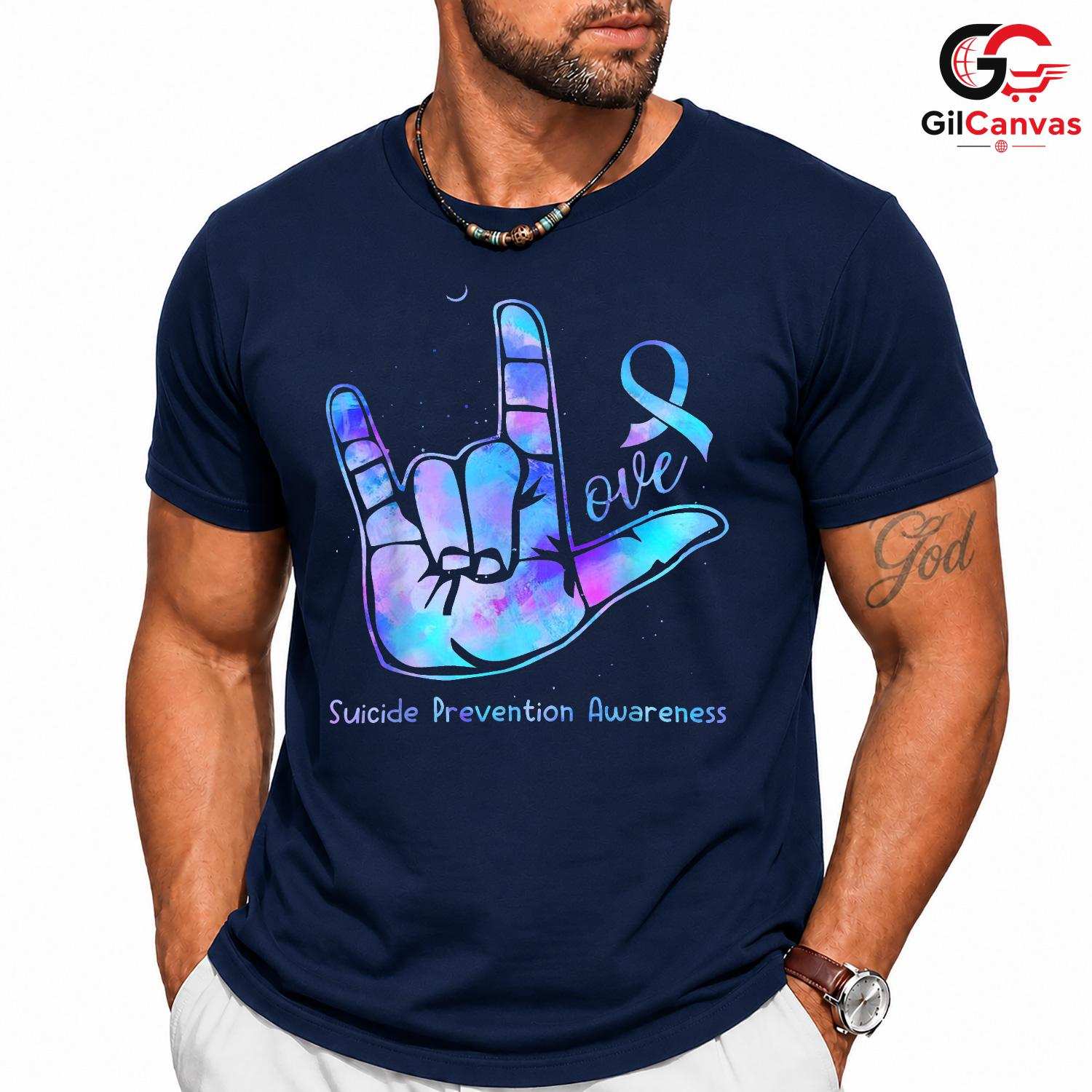 Love Hand Sign Prevention Tee Unisex Suicide Awareness Supporter Gift All
