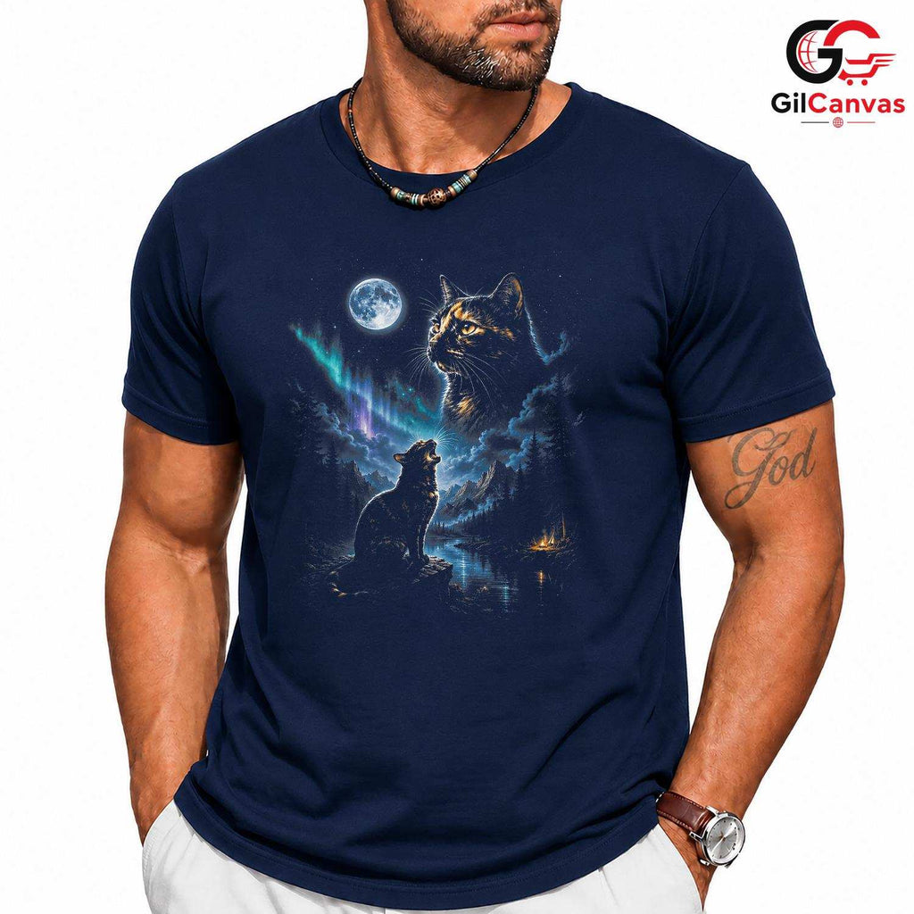 Moonlit Cat Lover Fall T-Shirt Unisex Perfect Pet Owner Gift For Enthusiasts