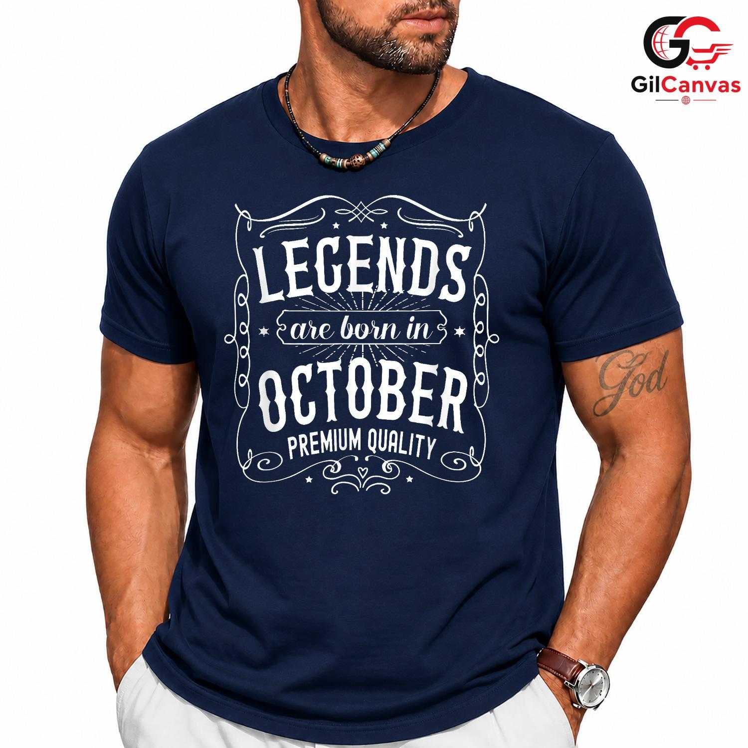 October Legends Birthday T-Shirt Unisex Premium Quality Gift Idea For Him Her