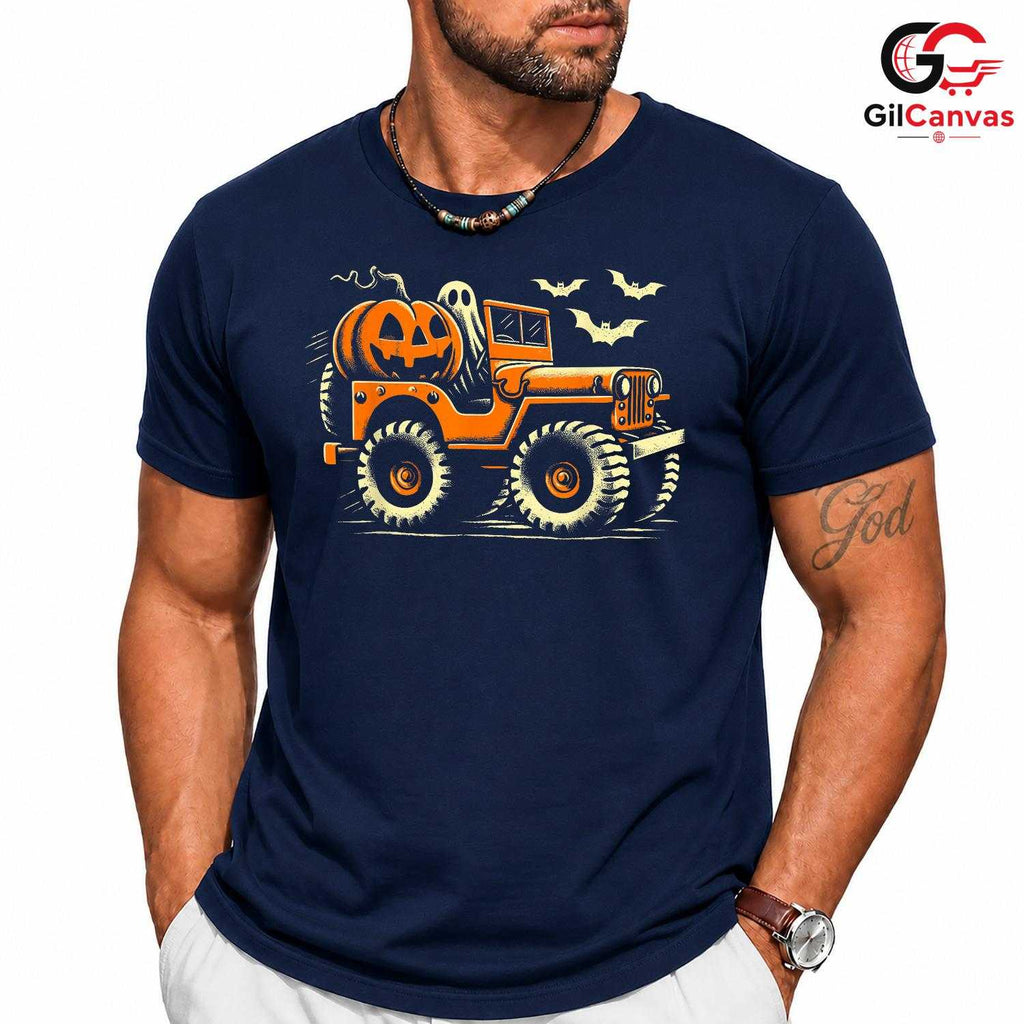 Off Road 4x4 Pumpkin Ghost T-Shirt Unisex Funny Spooky Bat Costume For Kids