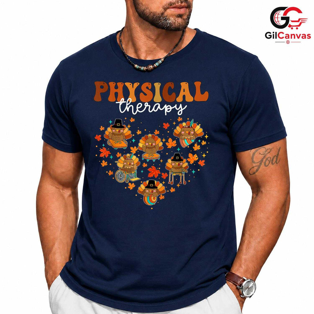 Physical Therapy Turkey Fall T-Shirt Unisex Thanksgiving Rehab Staff Heart Gift