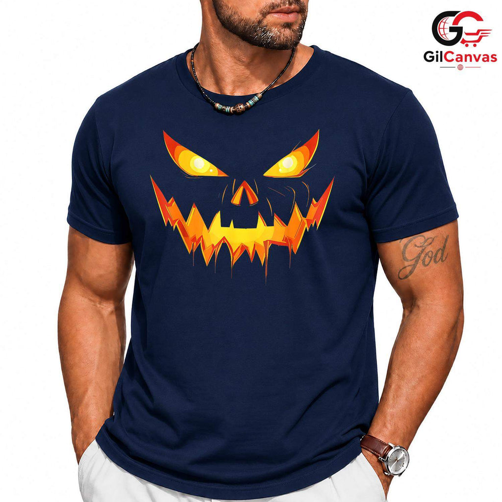 Scary Jack O Lantern Face T-Shirt Unisex Spooky Fall Costume Gift For Adults