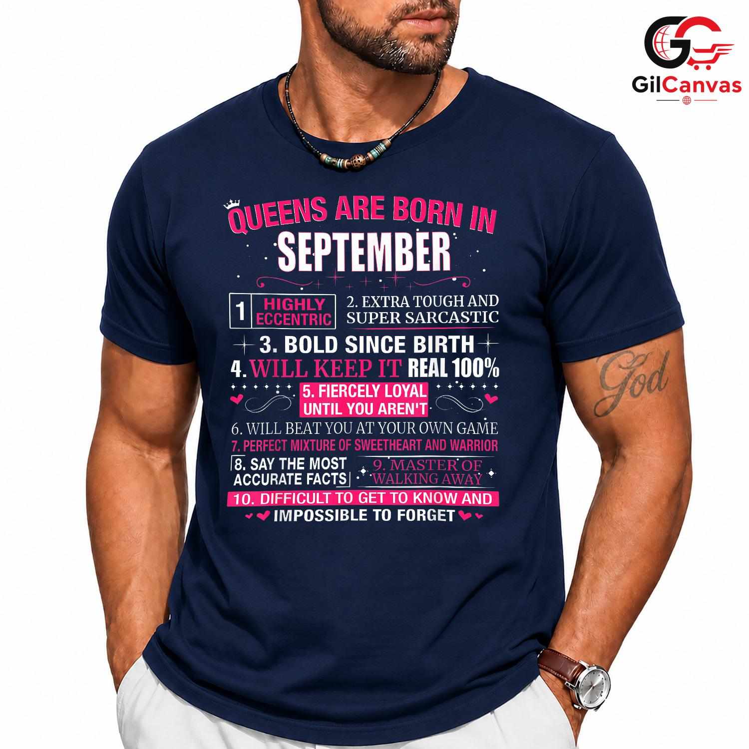 September Birthday Queen Shirt Unisex Fun Sarcastic Celebration Gift For Women
