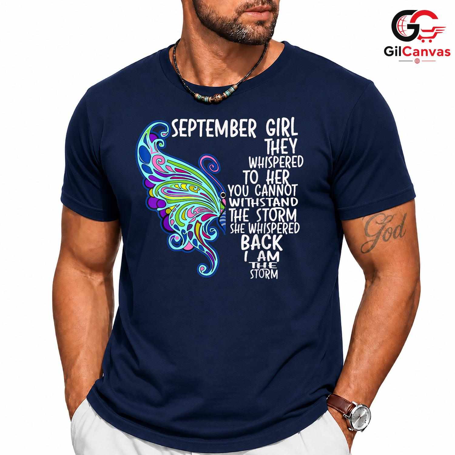 September Girl Butterfly Shirt Unisex Cute Birthday Celebration Gift Idea Her
