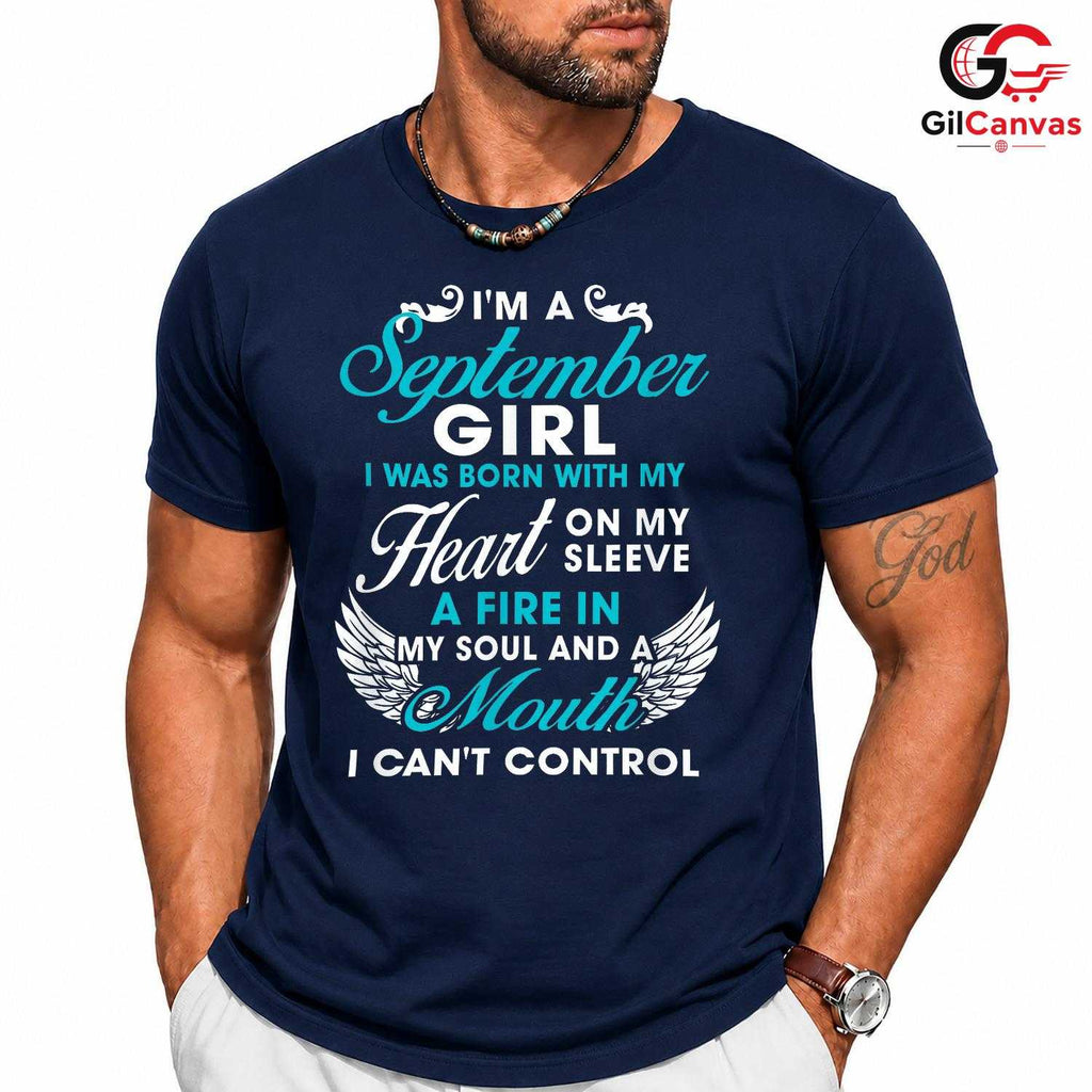 September Girl Heart Tee Shirt Unisex Fun Birthday Celebration Gift For Women