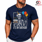 Skeleton Cake Balloon Tee Shirt Unisex Fun Birthday Party Gift Idea For Kids