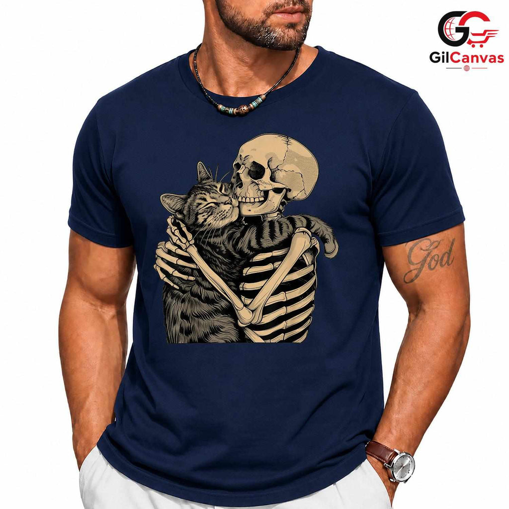 Skeleton Cat Lover Halloween T-Shirt Unisex Funny Spooky Gift For Pet Owners