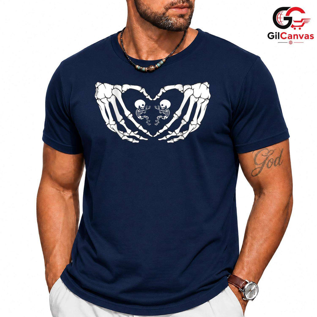 Skeleton Hands Heart Tee Shirt Unisex Perfect Spooky Halloween Gift For Teens