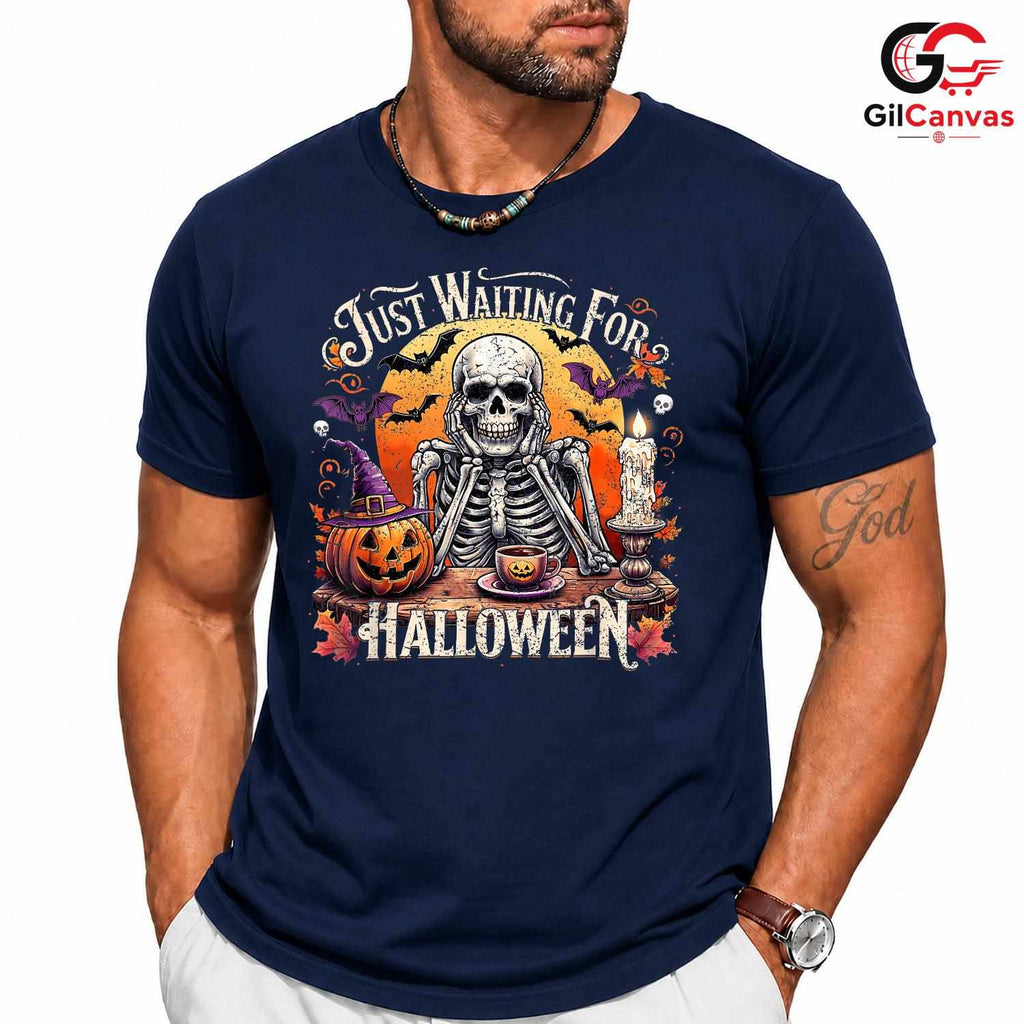 Skeleton Pumpkin Spooky T-Shirt Unisex Perfect Halloween Season Gift Adults