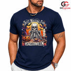 Skeleton Pumpkin Spooky T-Shirt Unisex Perfect Halloween Season Gift Adults