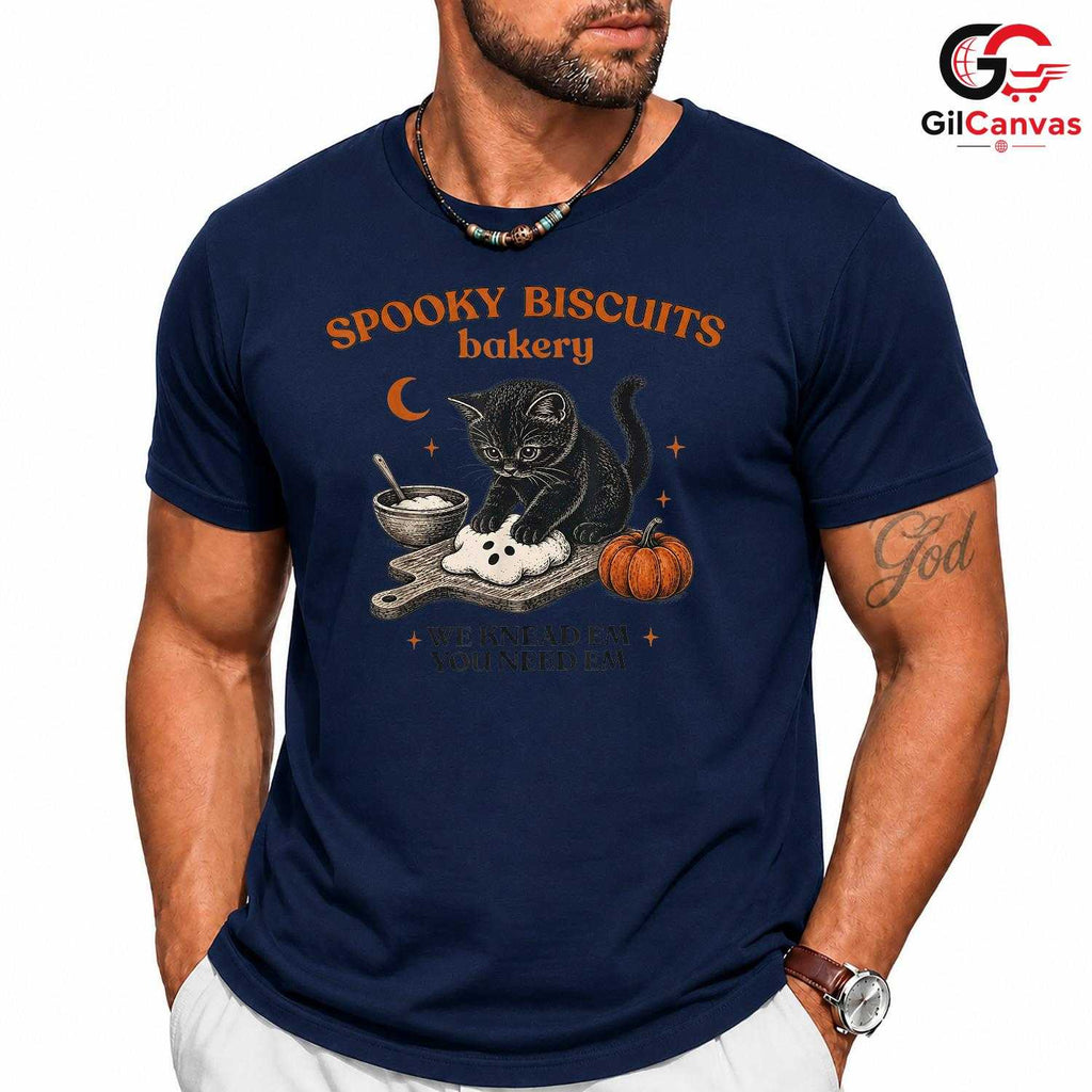 Spooky Biscuit Baker T-Shirt Unisex Fun Halloween Gift Idea For Cat Lovers
