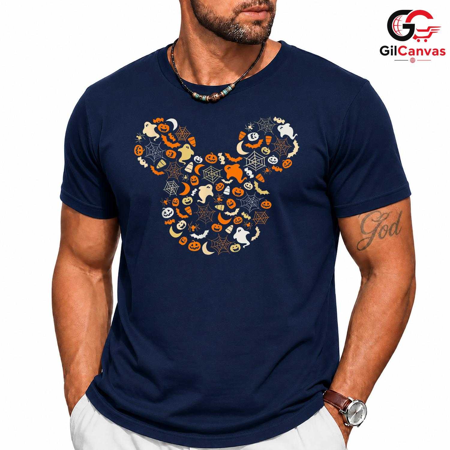 Spooky Cartoon Mouse Tee Shirt Unisex Fun Halloween Party Gift Kids Adults