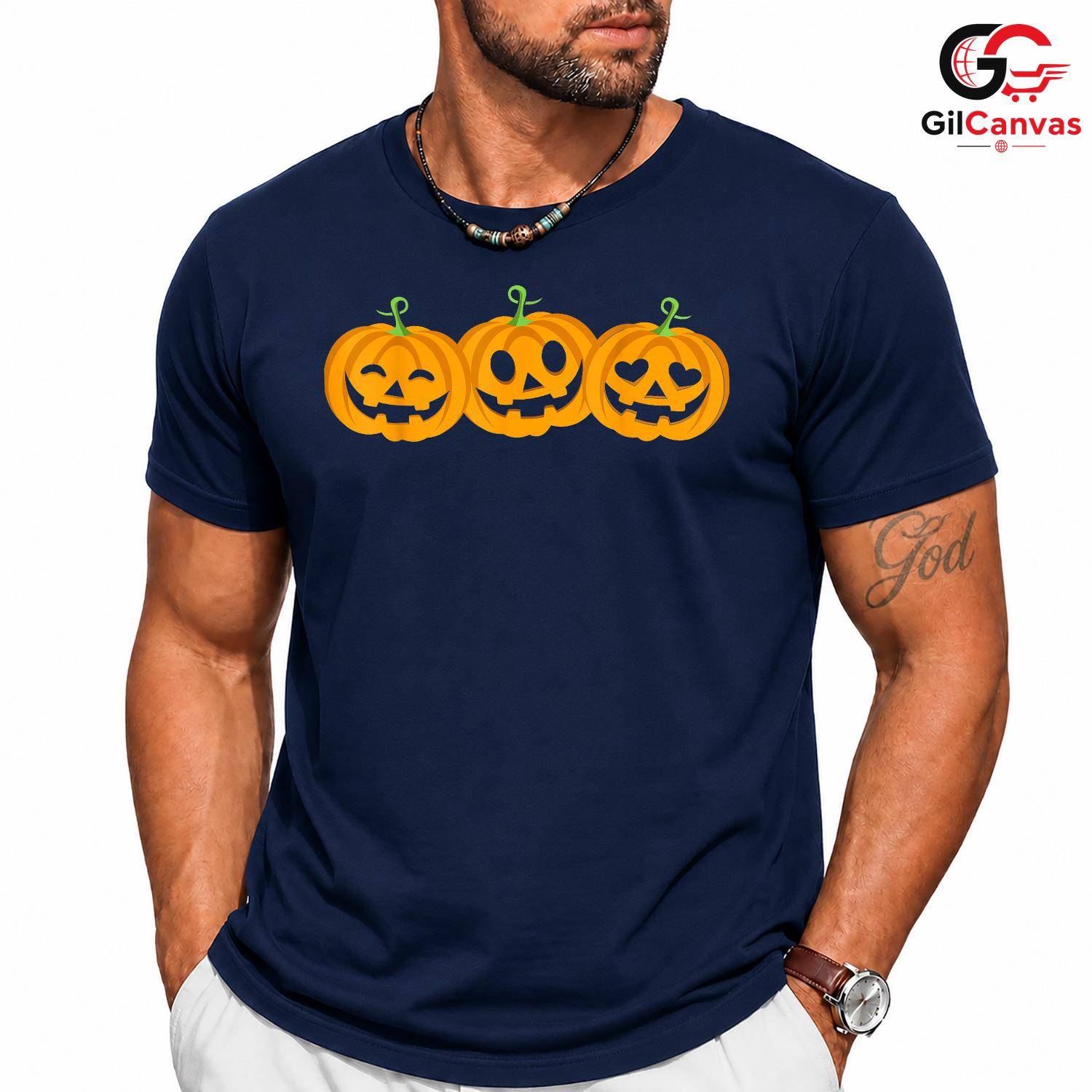 Spooky Pumpkin Face Tee Shirt Unisex Cute Halloween Celebration Gift For Kids