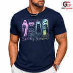 Spooky Season Ghost Cat Tee Shirt Unisex Perfect Halloween Gift For Kids Adults