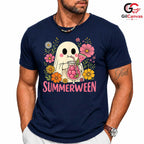 Summerween Floral Ghost Tee Shirt Unisex Funny Spooky Summer Gift For Women
