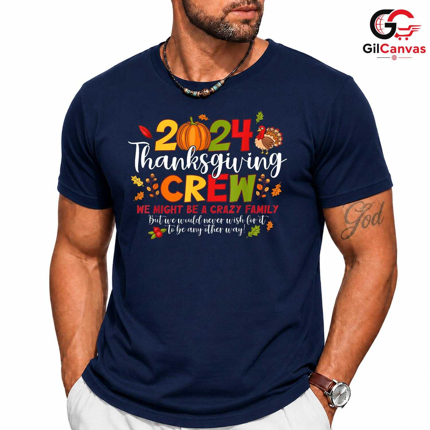 Thanksgiving Crew 2024 T-Shirt Unisex Fall Family Gathering Celebration Gift