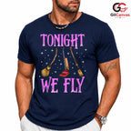 Tonight We Fly Broom T-Shirt Unisex Spooky Halloween Party Gift For Adults