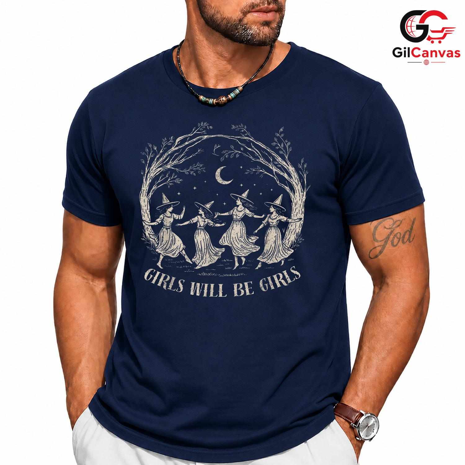 Witchy Girls Celebration Shirt Unisex Spooky Halloween Party Gift For Friends