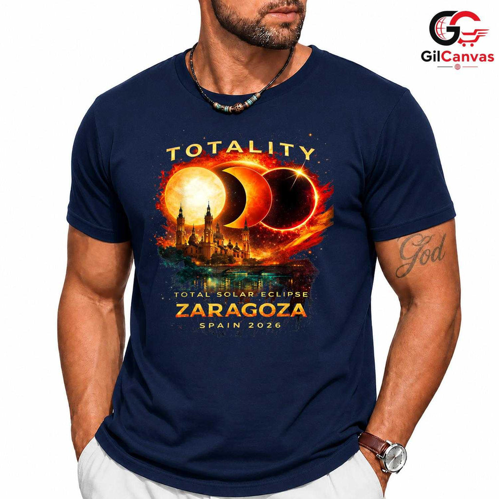Zaragoza Spain Eclipse T-Shirt Unisex Total Solar 2026 Astronomy Gift